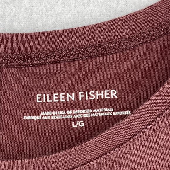 EILEEN FISHER Dress L Stretch Cotton Jersey Shift Tank Mini Sleeveless Brown USA - Picture 5 of 9